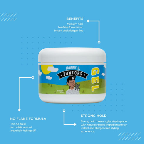 JOHNNY B. Juniors Hair Styling Gel for Kids 8 oz. Jar