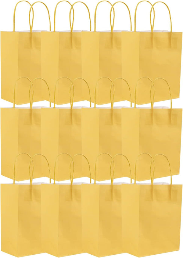 Gift Kraft Paper Bag by ysmile, 12 ct with Handle for Birthday Party Favor, 8.2x5.9x3.1 - Yellow
