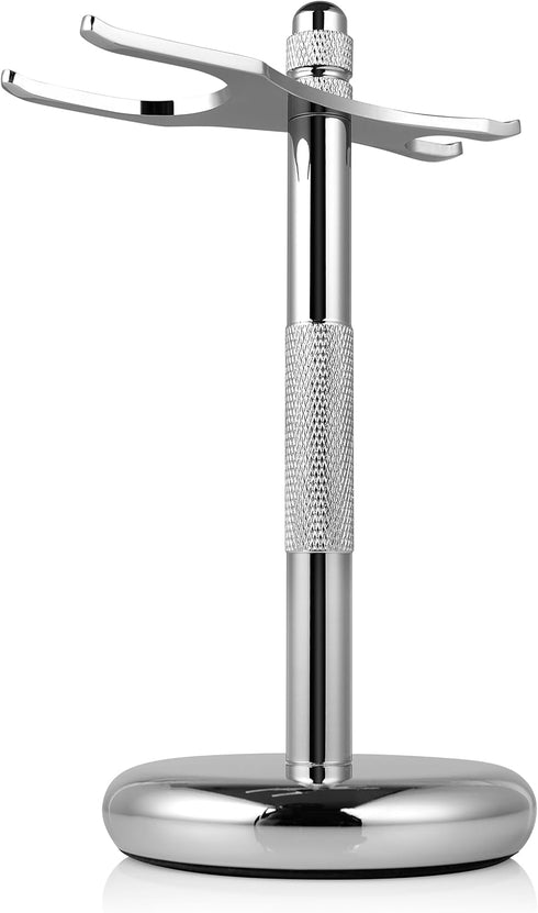 Perfecto Deluxe Chrome Razor and Brush Stand, The Best Safety Razor Stand, Prolongs Life of Shaving Brush, Metal