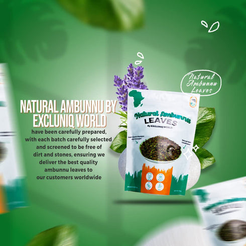 Natural Ambunnu Leaves by Excluniq World, 50g Pack, Herbal Hair Detangler, Shampoo & Conditioner for Dry and Damaged