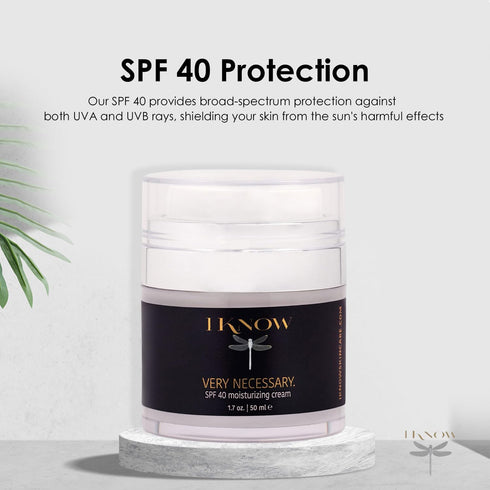 IKNOW VERY NECESSARY Broad Spectrum SPF 40 Skincare, Sun Protection Cream for Pro-Aging, Facial Moisturizer