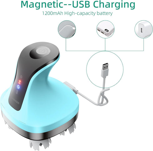 Relaxation,108 4 Electric Head Massager, Cordless Portable Body Massage for Deep Kneading Nodes Soft Silicone Massage
