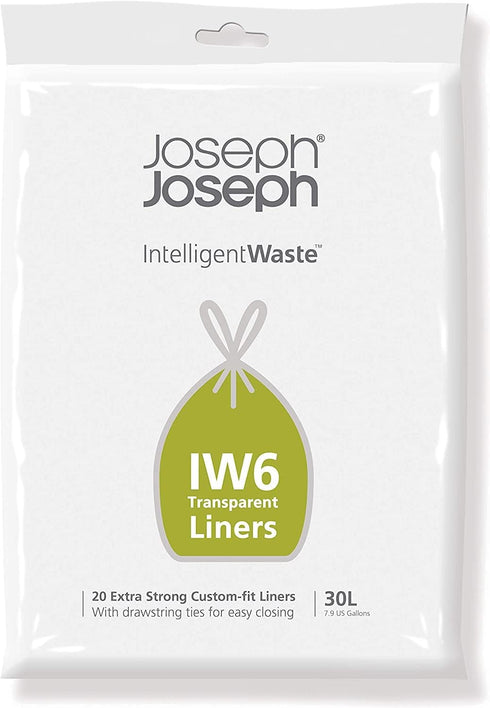 Joseph Joseph 30118 Intelligent Waste IW6 Custom-fit Extra-Strong Liners, 30 Liters (7.9 US Gallons), 20 pcs,