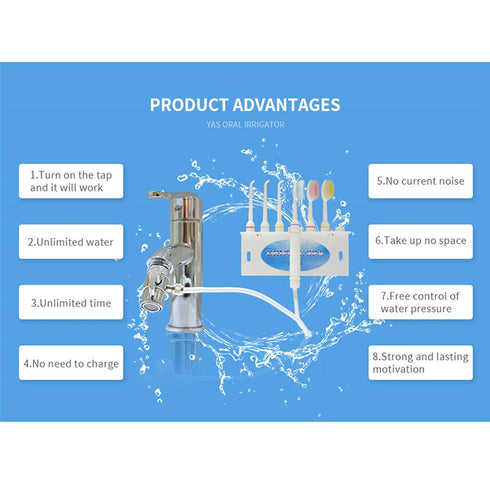 Water Flosser for Family Use, 3 Jet Tips & 3 Toothbrush for Faucet & Shower, Non-Electric Oral Irrigator, Dental Care