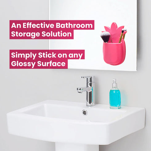 Lindo Brush Pocket - Makeup Brush Organizer, Easily Mounts to Mirror, Glass, Wall, Holds Brushes, Razors, Makeup