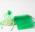 100pcs 4x6 inch Gifts Wrap Bags - Green Organza Sheer Fabric Bulk, Drawstring Reusable Pouch for Baby Shower Favor