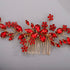 Teardrop Flower Crystal Hair Comb for Women Cute Crystal Comb for Bride RED