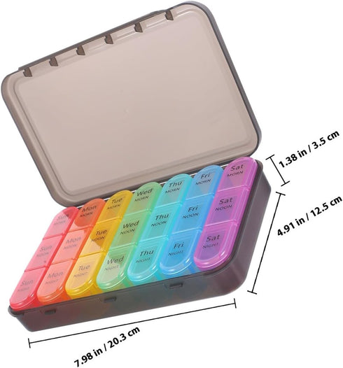 MAGICLULU Weekly Large Capacity Pill Organizer Multi-Grid Medicine Case Portable Sealed Moisture-Proof Daily Use Pill