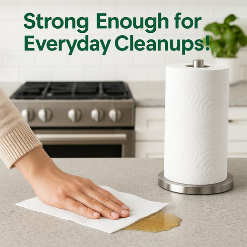 O2ktb 6 Ultra Strong Paper Towels, Double Rolls Thick, Absorbent, Multi-Surface Cleaning Towels for Kitchen, Home