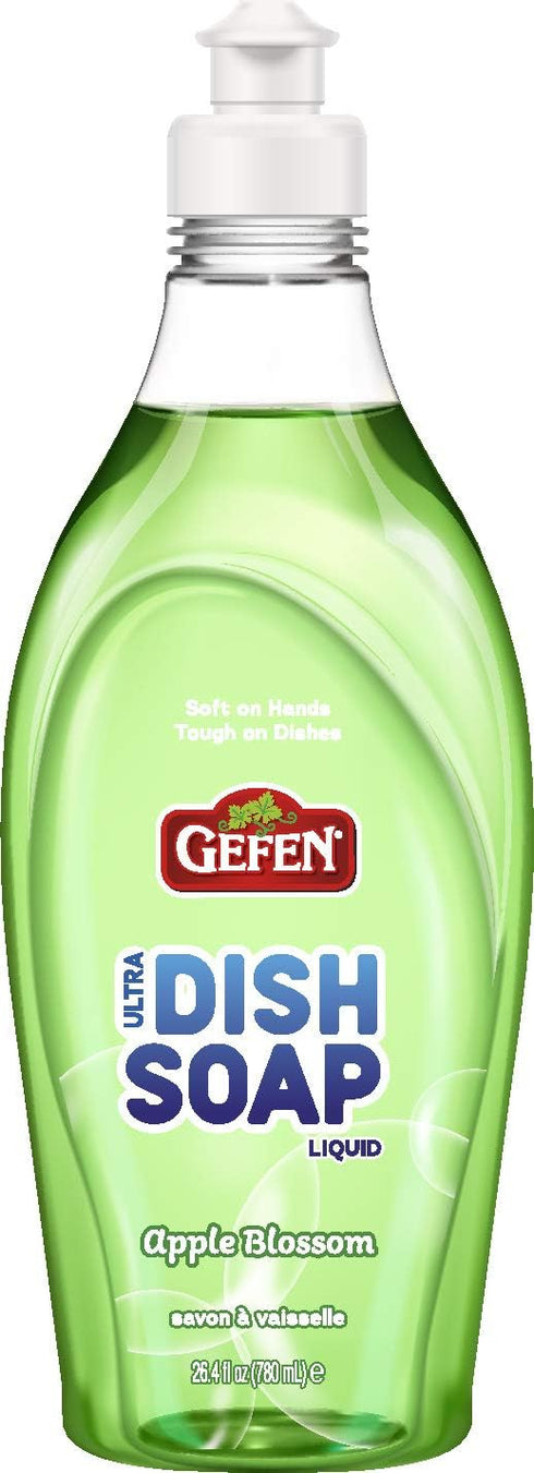 Gefen Green Apple Blossom Ultra Dish Soap, 26.45oz, Tough on Dishes, Soft on Hands, Kosher