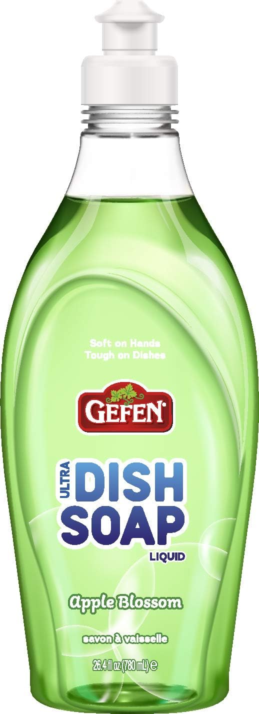 Gefen Green Apple Blossom Ultra Dish Soap, 26.45oz, Tough on Dishes, Soft on Hands, Kosher