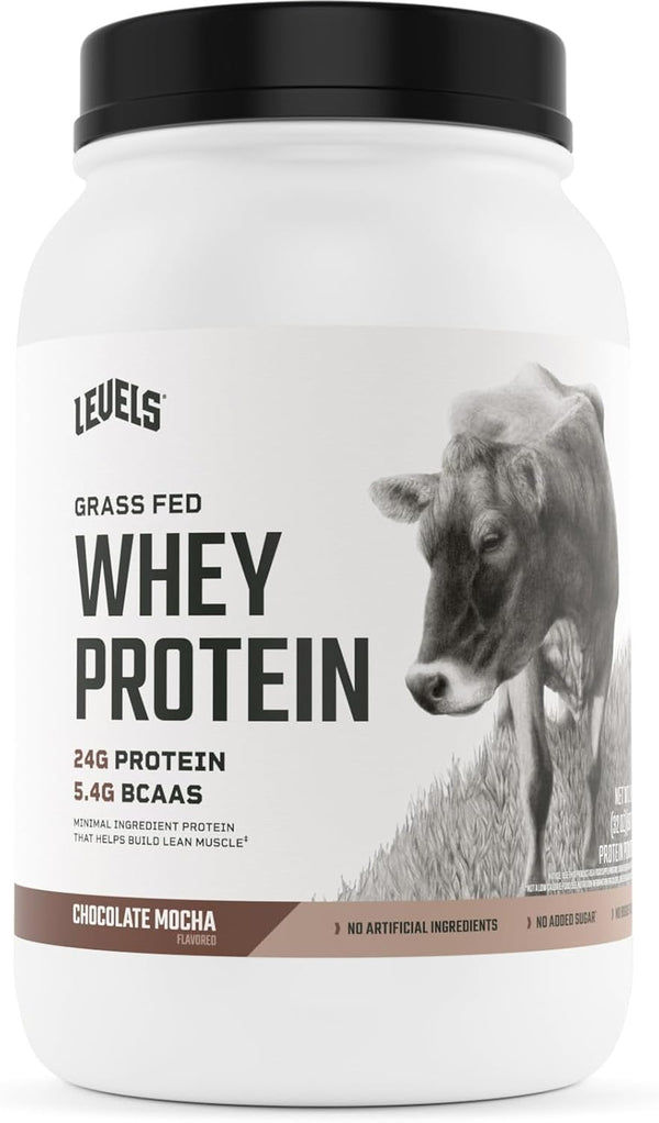 Levels Grass Fed Whey Protein Powder - No Artificials, 24G Protein, Chocolate Mocha, 2LB