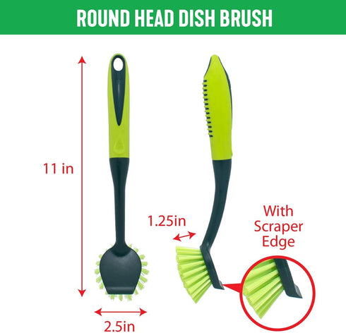 Pine-Sol Set 5 Scrub Brush - Long Handle Cleaning Brushes with Heavy Duty Bristles and Comfort Grip - Scrubbers