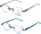 Multifocus Reading Glasses Women Progressive Multifocal No Line Bifocal Rimless Reader Blue