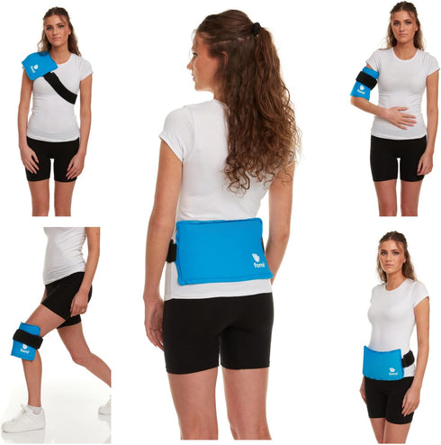 Premium Hot Cold Solid Gel Ice Pack by FOMI Care | Cool Compress for Lower Back, Shoulder, Knee, Bicep, Stomach | Coccyx, Sciatica, Tailbone Pain Relief | Flexible, Reusable Heating Pad | Adjustable