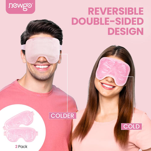 NEWGO Cold Eye Mask, Reusable Gel Eye Mask for Dry Eyes, Eye Ice Pack for Dark Circles, Migraines, Skin Care