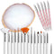 AUOCATTAIL Nail Art Design Tools 15pcs Painting Brushes Set with 5pcs 2-way Dotting Pens & Gold-rimmed Resin Palette