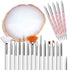 AUOCATTAIL Nail Art Design Tools 15pcs Painting Brushes Set with 5pcs 2-way Dotting Pens & Gold-rimmed Resin Palette