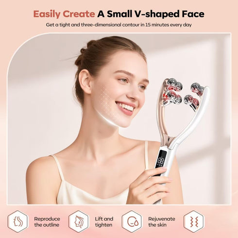 TrendSphere Facial Massager Face Neck, Microcurrent EMS with LCD Screen, Electric Roller for Lifting Toning Puffiness