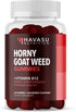 Horny Goat Weed Gummies with Vitamin B12, 60 Raspberry Vegan Gummies, Energy, Endurance & Performance Support