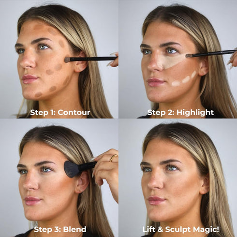 W7 Lift & Sculpt Cream Contour Kit - Makeup Palette for Concealing, Highlighting & Contouring - Step-by-Step
