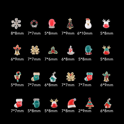 Nail Art Decoration Kit, 240Pcs Christmas Nail Charms Rhinestones Mixed Designs for Nails Crafts Accessories
