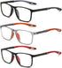 Hubeye TR90 Sports Reading Glasses - 3 Pairs for Men and Women, Ultralight Flexible Anti-Blue Light Readers +3.0