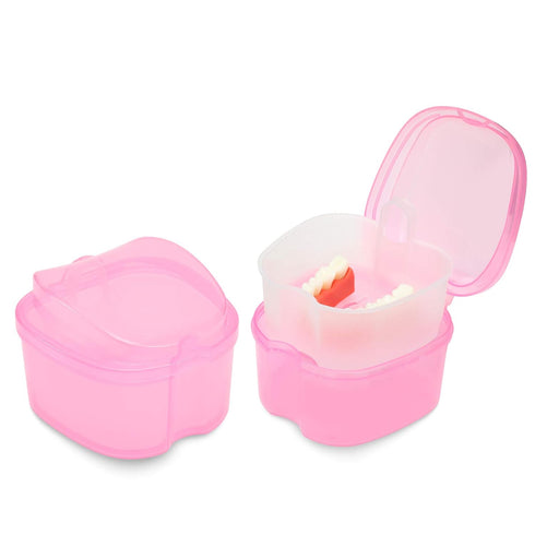 Dental Orthodontic Retainer Container Cleaning Case, Mouthguard Storage Soaking Case, Pink