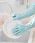RARITYUS Household Kitchen Cleaning Gloves Waterproof Cotton Lined Dishwashing Non-Slip Long Cuff Gloves