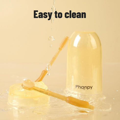Silicone Baby Toothbrush & Tongue Cleaner, Infant Toothbrush 0-6 & 6-12 Months, Baby Oral Cleaner