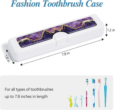 2 Pcs Toothbrush Travel Case, Colorful Pattern Holder and Covers for Travel, Includes Travel Tongue Scraper Case