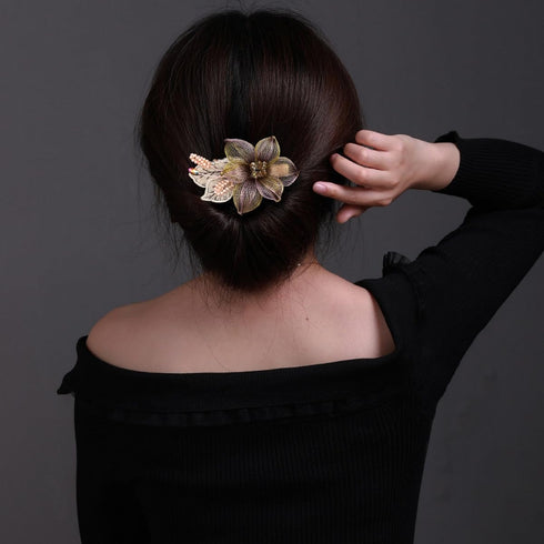 Womens Hair Barrettes - Copper Wire Bride Hair Clips, Butterfly Wedding Head Piece, 2 Pack