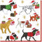 Caspari Christmas Delivery Paper Cocktail Napkins, White - Four Packs of 20