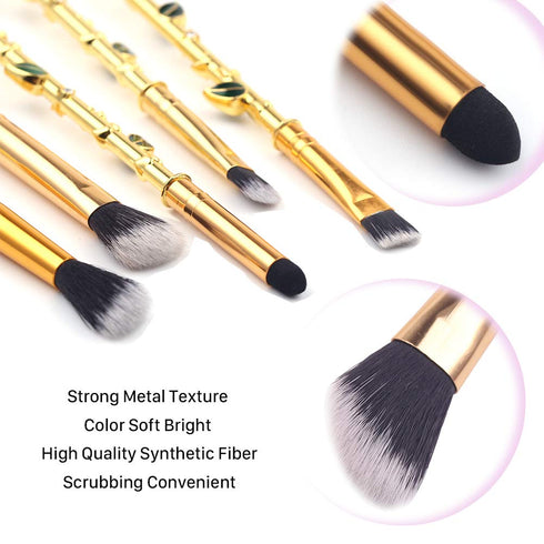 Rose Eye Makeup Brush Set - 5pcs Wand Brushes with Soft Synthetic Fiber for Eyebrow, Eyeshadow, Foundation, Gold