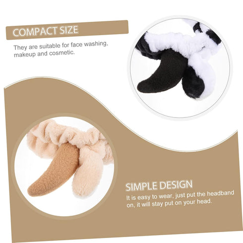 2 Pcs Animal Face Wash and Hair Bundle, Cow Headband Spa Hairband for Women, Skincare Headbands