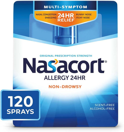 Nasacort 24HR Allergy Nasal Spray for Adults - Non-drowsy & Alcohol Free, 120 Sprays, 0.57 fl. oz.