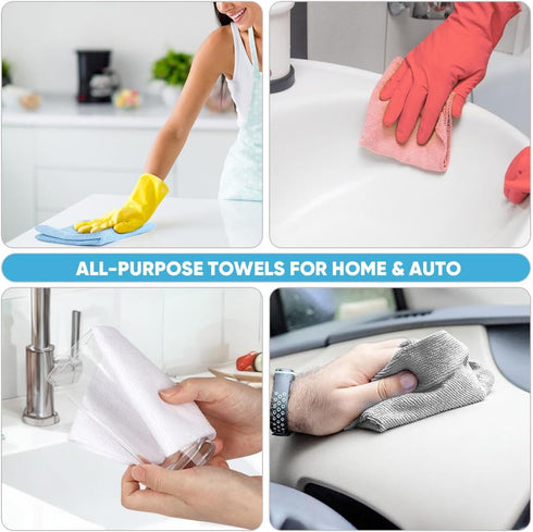 AIDEA Blue Microfiber Cleaning Cloth Roll, 75PK, Washable Shop Rags, Lint Free Cleaning Towels for House, Kitchen, Car