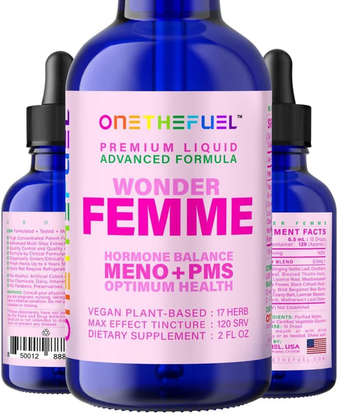 Wonder Femme 100% Natural Plant-Based Hormone Balance Supplement for Women, 17 Herbal Ingredients, 2 oz Liquid