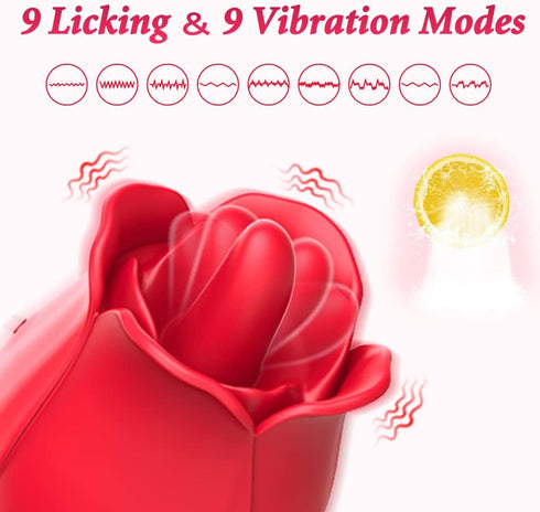 Visetoyz 9 Rose Toy Vibrator for Women, Tongue Licking Mini Clitoral Vibrator Stimulator with Vibrating Pleasure