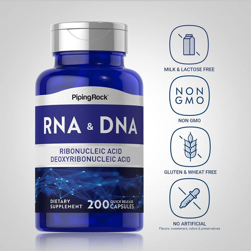 Piping Rock RNA DNA Supplement, 200 Capsules, Ribonucleic Acid & Deoxyribonucleic Acid Complex