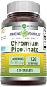 Amazing Formulas Chromium Picolinate 1000 Mcg Tablets | 120 Count, Non-GMO, Gluten Free, Made in USA