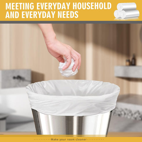 105 Count Small Trash Bags, Unscented 4 Gallon Garbage Can Liners for Bathroom, Kitchen, Bedroom (15 Liter)