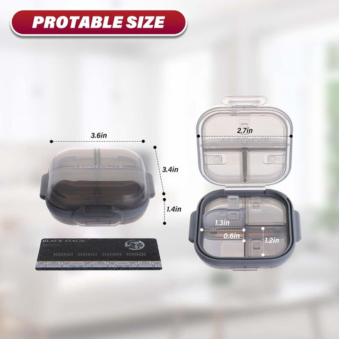 THERAVIX 7 Pill Organizer Travel, Pill Box Day with Labels, Airtight Daily Small Pill Case with Double Lock