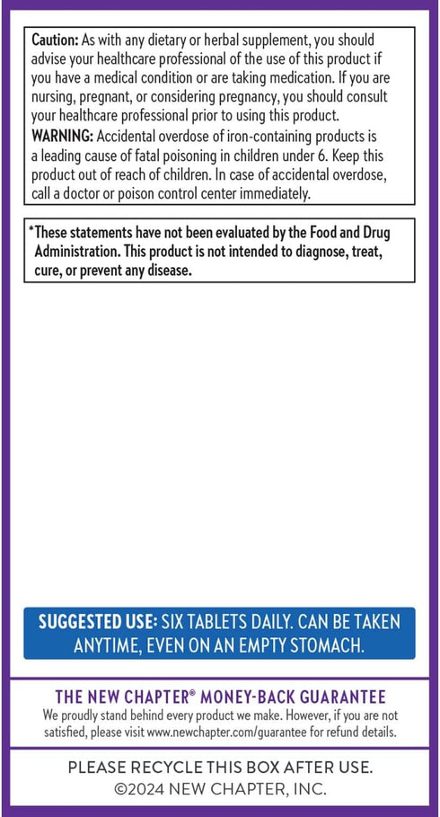 New Chapter Tiny Tabs Multivitamin - 192 Count with 20+ Nutrients for Immune & Stress Support