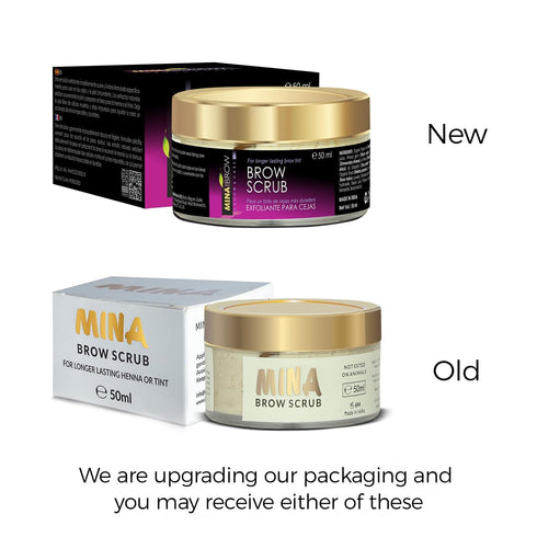 MINA Brow Scrub, Natural Extracts for Long-Lasting Henna or Tint, 50ml Organic Brow Scrubber
