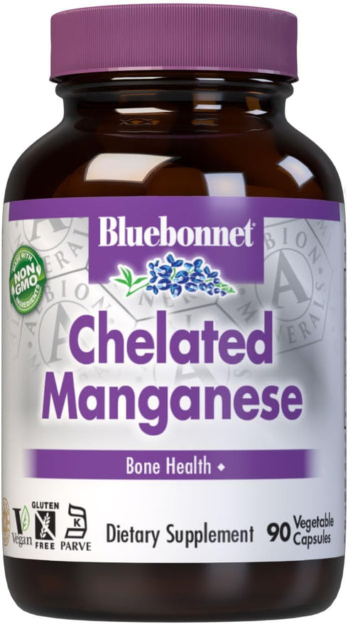 BlueBonnet Nutrition Albion Chelated Manganese - 90 Count Amino Acid Chelate, Non-GMO, Vegan