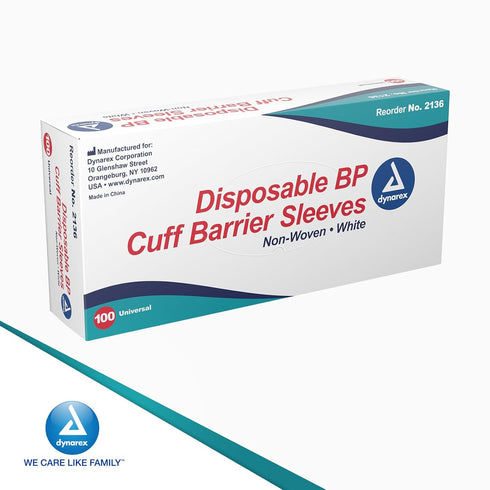 Dynarex 2136 Blood Pressure Cuff Barrier Sleeve, Non Woven, Pack of 100