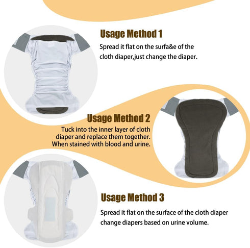 YingXue 2-Pack Reusable Adult Incontinence Diapers with Absorbent Pads Washable Leak-Proof Underwear with Adjustable