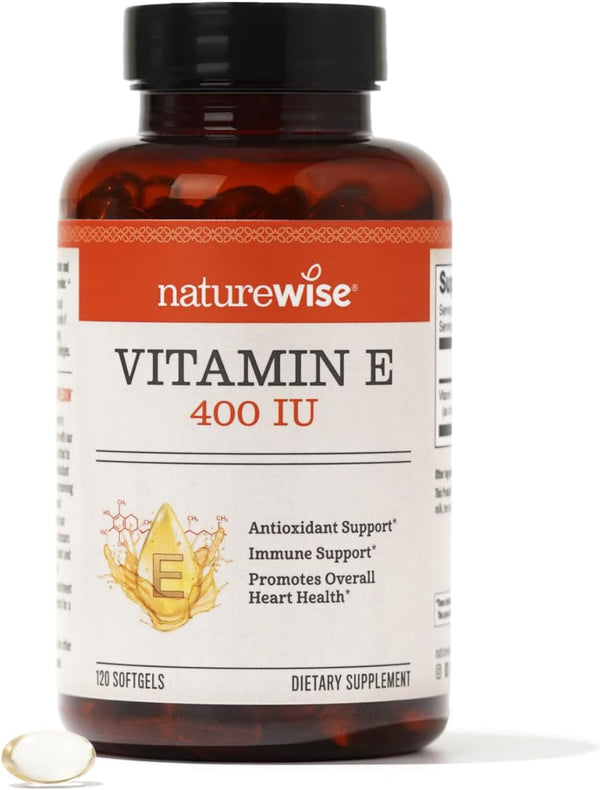 NatureWise Vitamin E 400 IU Softgels, Dairy Free, Gluten Free, 120 Count, Antioxidant-Rich Supplement