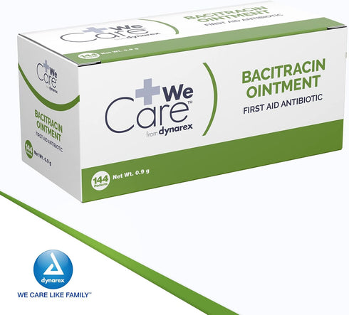 Dynarex Bacitracin Topical Ointment USP, First Response Wound Care Supplies, 1 Box of 144